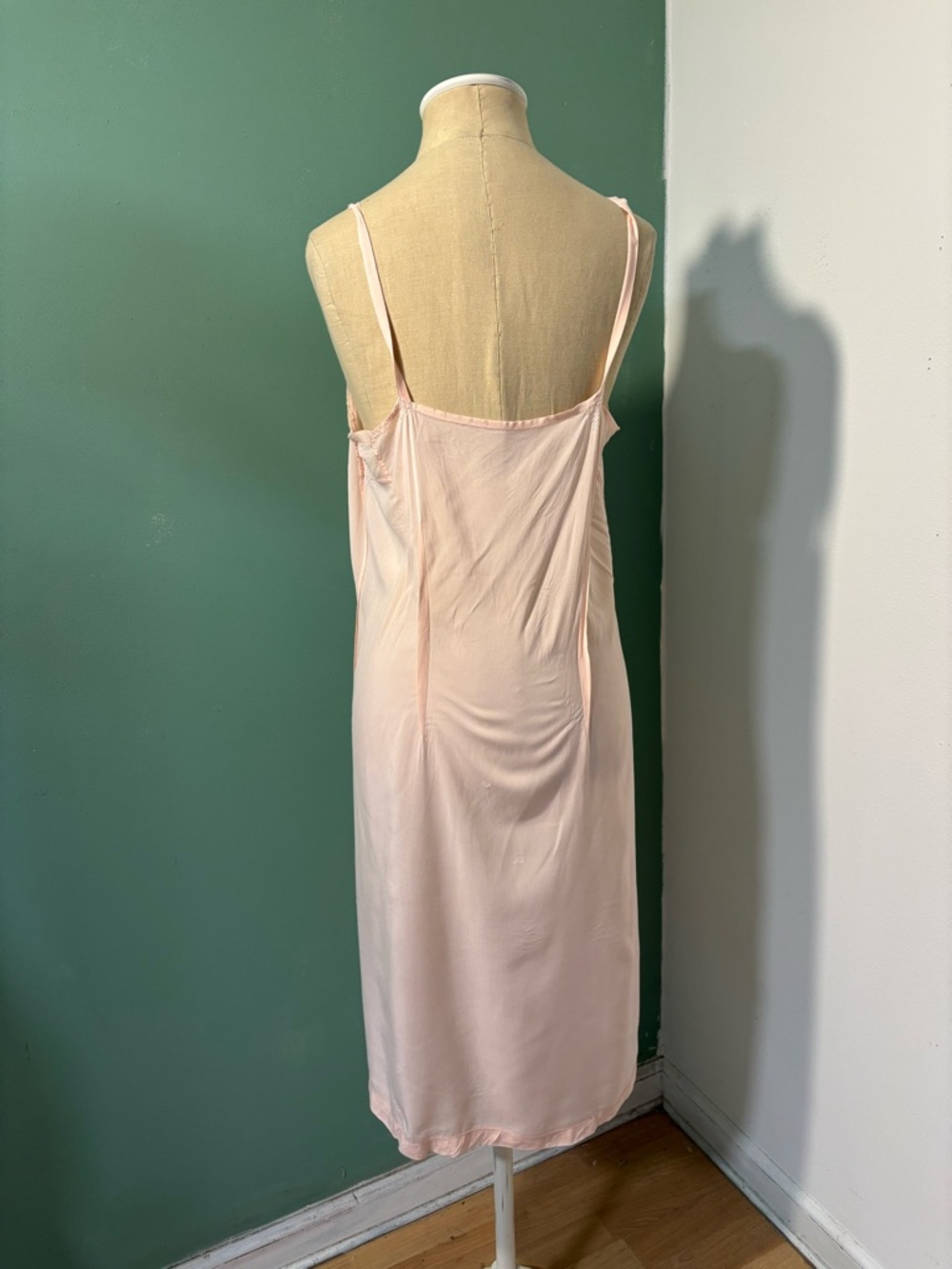 Vintage 1920’s Silk Cotton Blush Lace-Trim Slip - Women's Chemise - Picture 4 of 9